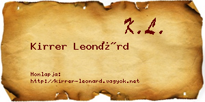Kirrer Leonárd névjegykártya